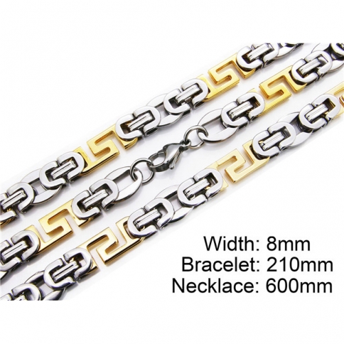 Wholesale Stainless Steel 316L Two-Tone Necklace & Bracelet Set NO.#BC55S0008I20