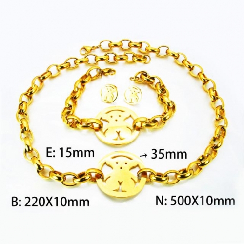 Wholesale Stainless Steel 316L 18K-Gold Jewelry Sets NO.#BC61S0309IKS