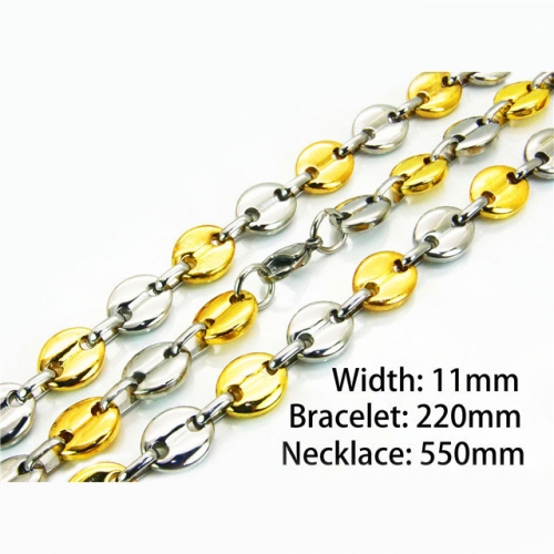 Wholesale Stainless Steel 316L Two-Tone Necklace & Bracelet Set NO.#BC08S0102IOB