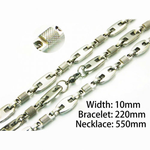 Wholesale Stainless Steel 316L Necklace & Bracelet Set NO.#BC55S0560HND