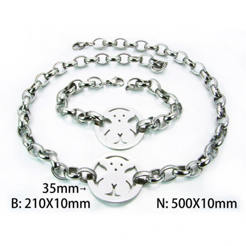 Wholesale Stainless Steel 316L Necklace & Bracelet Set NO.#BC61S0303HKE