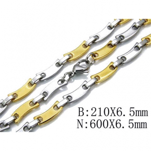 Wholesale Stainless Steel 316L Two-Tone Necklace & Bracelet Set NO.#BC55S0206I10