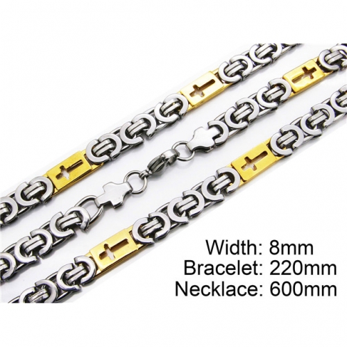 Wholesale Stainless Steel 316L Two-Tone Necklace & Bracelet Set NO.#BC55S0018I30