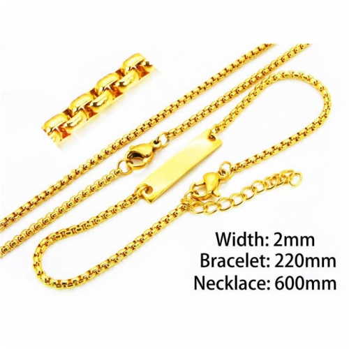 Wholesale Stainless Steel 316L 18K-Gold Jewelry Sets NO.#BC70S0069PZ
