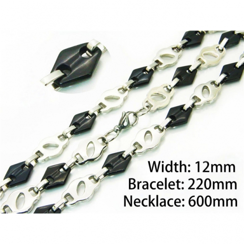 Wholesale Stainless Steel 316L Necklace & Bracelet Set NO.#BC55S0531IJW