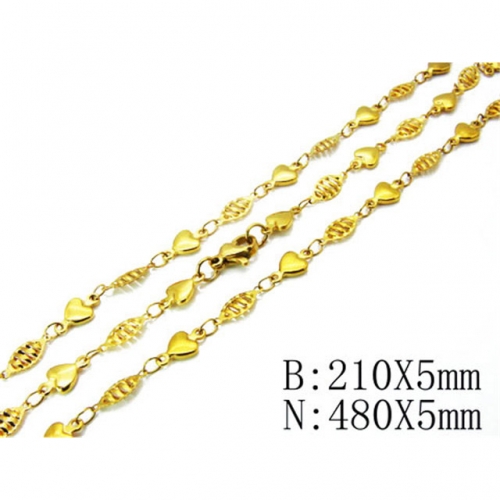 Wholesale Stainless Steel 316L Necklace & Bracelet Set NO.#BC40S0167ML