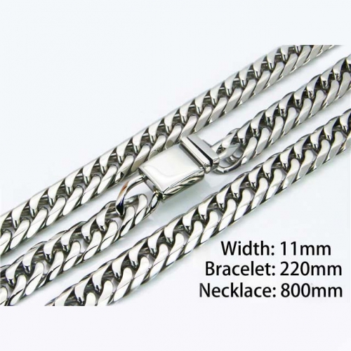 Wholesale Stainless Steel 316L Necklace & Bracelet Set NO.#BC82S0016KOZ