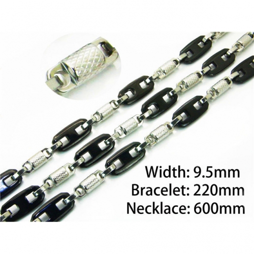 Wholesale Stainless Steel 316L Necklace & Bracelet Set NO.#BC55S0537IJV