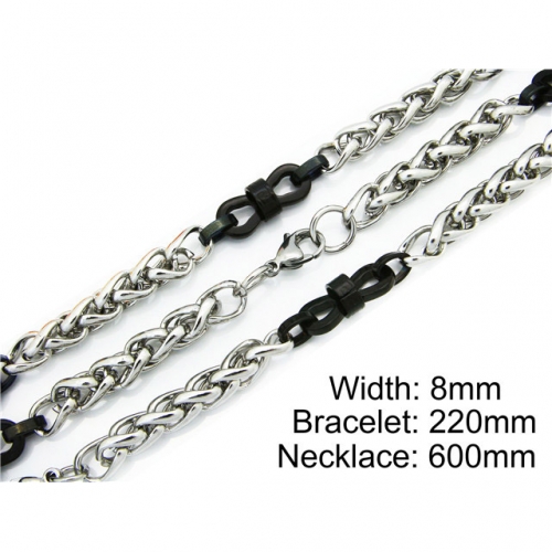 Wholesale Stainless Steel 316L Necklace & Bracelet Set NO.#BC55S0070I00