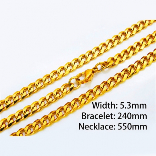 Wholesale Stainless Steel 316L 18K-Gold Jewelry Sets NO.#BC40S0054P5