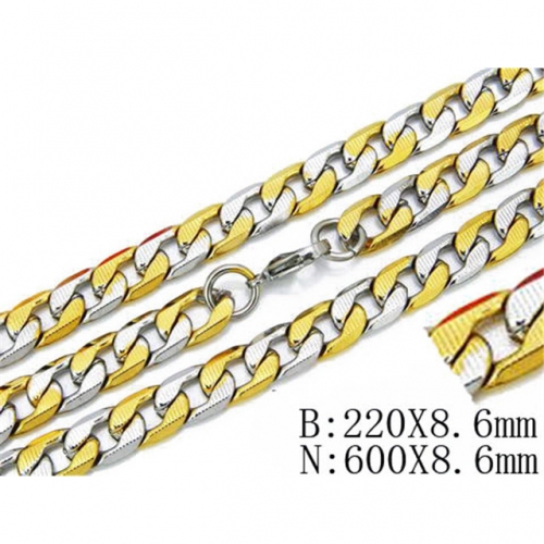 Wholesale Stainless Steel 316L Two-Tone Necklace & Bracelet Set NO.#BC40S0047H95