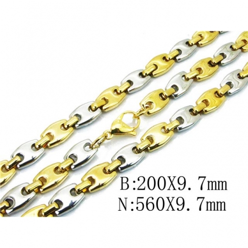 Wholesale Stainless Steel 316L Two-Tone Necklace & Bracelet Set NO.#BC62S0304IOC