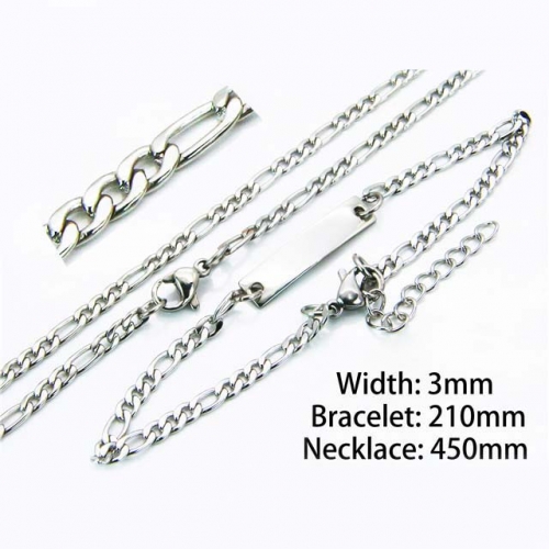 Wholesale Stainless Steel 316L Necklace & Bracelet Set NO.#BC70S0064LZ