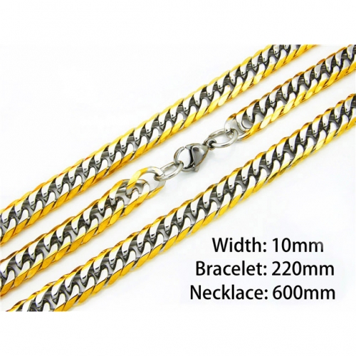 Wholesale Stainless Steel 316L Two-Tone Necklace & Bracelet Set NO.#BC40S0023J40
