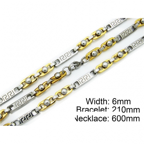 Wholesale Stainless Steel 316L Two-Tone Necklace & Bracelet Set NO.#BC55S0051I20