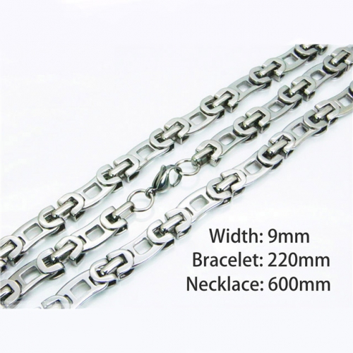 Wholesale Stainless Steel 316L Necklace & Bracelet Set NO.#BC55S0577HOD