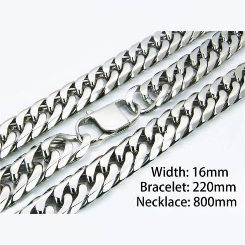Wholesale Stainless Steel 316L Necklace & Bracelet Set NO.#BC82S0005NIZ
