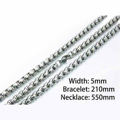 Wholesale Stainless Steel 316L Necklace & Bracelet Set NO.#BC62S0283KF