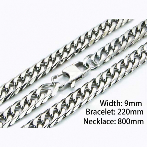 Wholesale Stainless Steel 316L Necklace & Bracelet Set NO.#BC82S0022JZZ