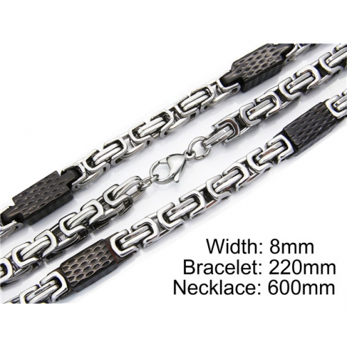 Wholesale Stainless Steel 316L Necklace & Bracelet Set NO.#BC55S0076I30