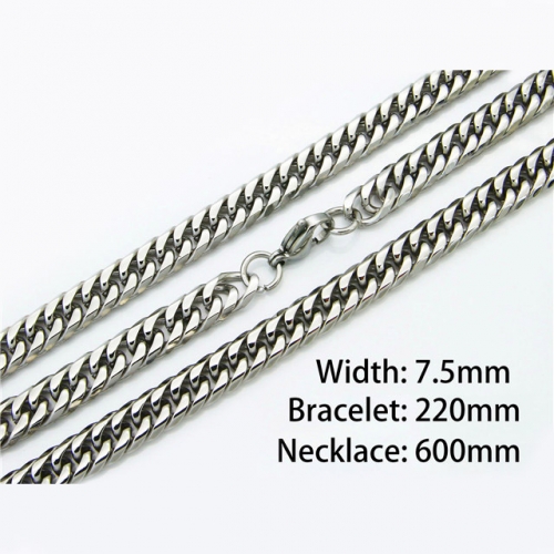 Wholesale Stainless Steel 316L Necklace & Bracelet Set NO.#BC40S0021H90