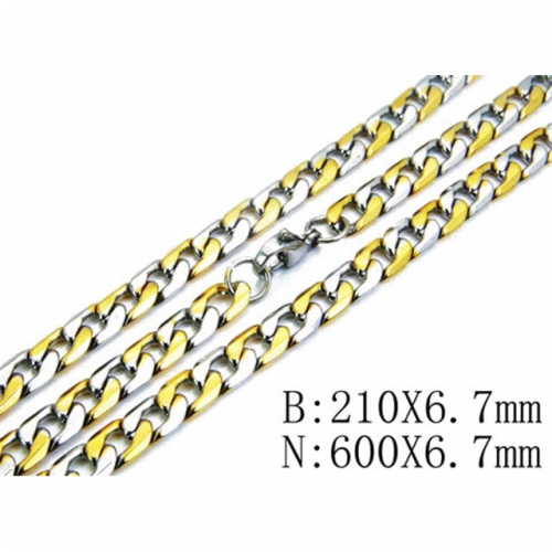 Wholesale Stainless Steel 316L Two-Tone Necklace & Bracelet Set NO.#BC40S0105HLZ