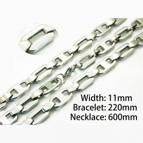 Wholesale Stainless Steel 316L Necklace & Bracelet Set NO.#BC55S0557HNC
