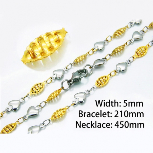 Wholesale Stainless Steel 316L Necklace & Bracelet Set NO.#BC39S0665MLX