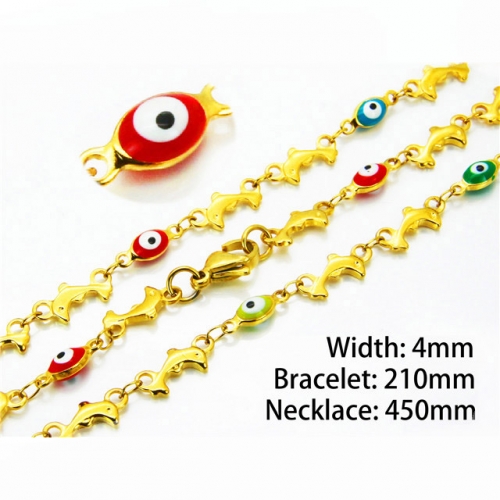 Wholesale Stainless Steel 316L Necklace & Bracelet Set NO.#BC39S0670PS