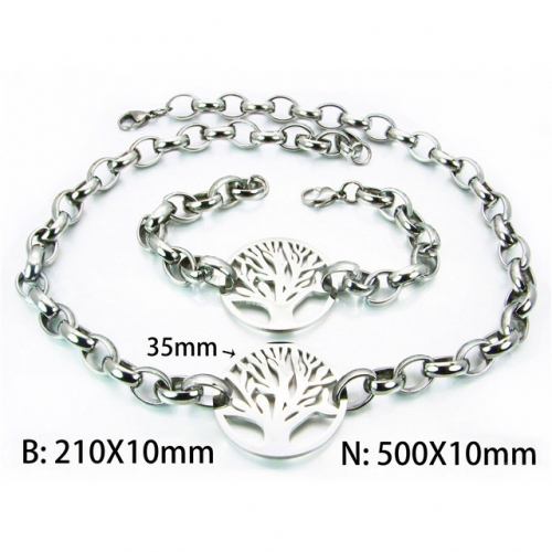 Wholesale Stainless Steel 316L Necklace & Bracelet Set NO.#BC61S0299HKZ