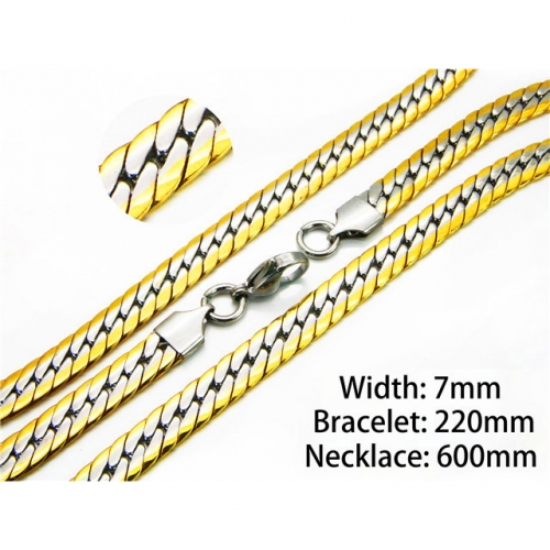 Wholesale Stainless Steel 316L Two-Tone Necklace & Bracelet Set NO.#BC40S0182IIL