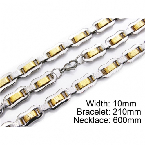 Wholesale Stainless Steel 316L Two-Tone Necklace & Bracelet Set NO.#BC55S0002I30