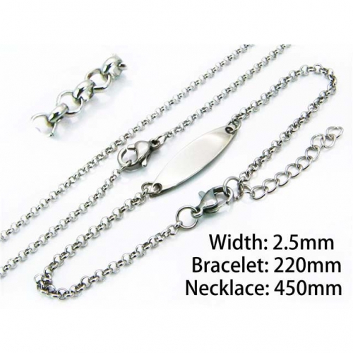 Wholesale Stainless Steel 316L Necklace & Bracelet Set NO.#BC70S0058LZ