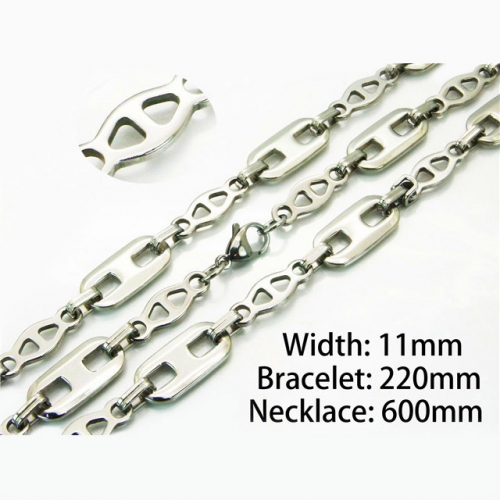 Wholesale Stainless Steel 316L Necklace & Bracelet Set NO.#BC55S0556HNB