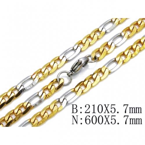 Wholesale Stainless Steel 316L Two-Tone Necklace & Bracelet Set NO.#BC61S0200H20