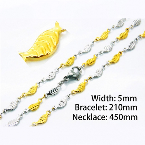 Wholesale Stainless Steel 316L Necklace & Bracelet Set NO.#BC39S0654MLD