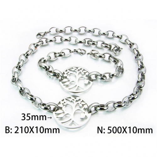 Wholesale Stainless Steel 316L Necklace & Bracelet Set NO.#BC61S0301HKQ