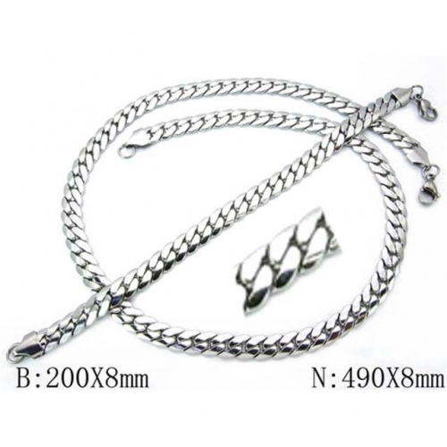 Wholesale Stainless Steel 316L Necklace & Bracelet Set NO.#BC70S0044PL