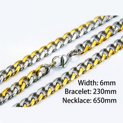 Wholesale Stainless Steel 316L Two-Tone Necklace & Bracelet Set NO.#BC40S0153ILL