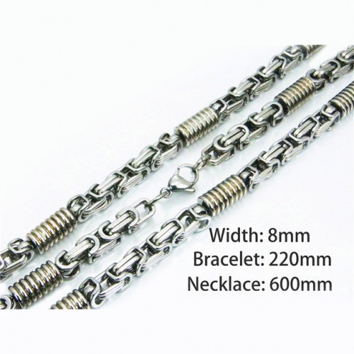 Wholesale Stainless Steel 316L Necklace & Bracelet Set NO.#BC55S0574IQQ