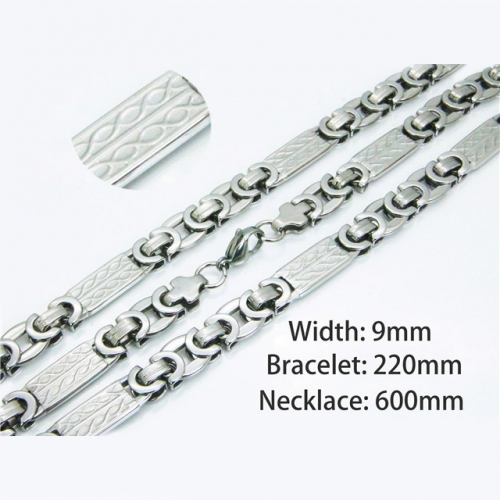 Wholesale Stainless Steel 316L Necklace & Bracelet Set NO.#BC55S0576HOF