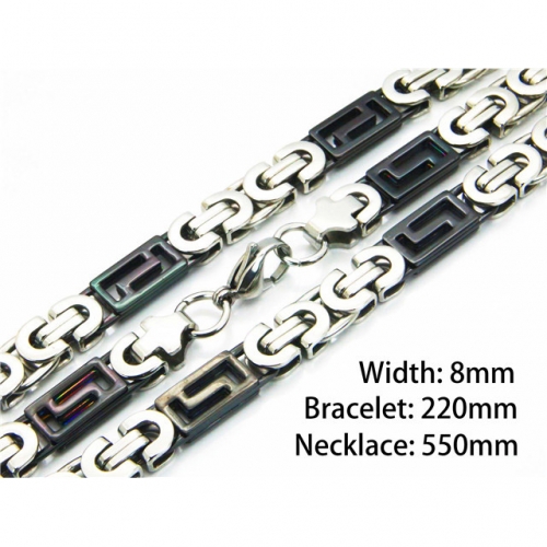 Wholesale Stainless Steel 316L Necklace & Bracelet Set NO.#BC08S0272JHW