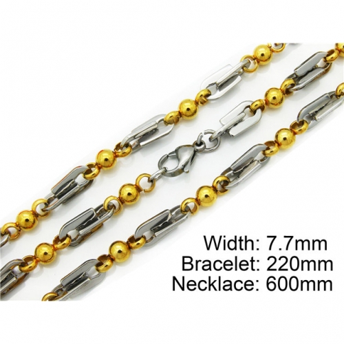 Wholesale Stainless Steel 316L Two-Tone Necklace & Bracelet Set NO.#BC55S0063I30