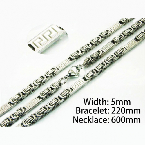 Wholesale Stainless Steel 316L Necklace & Bracelet Set NO.#BC55S0564HMR