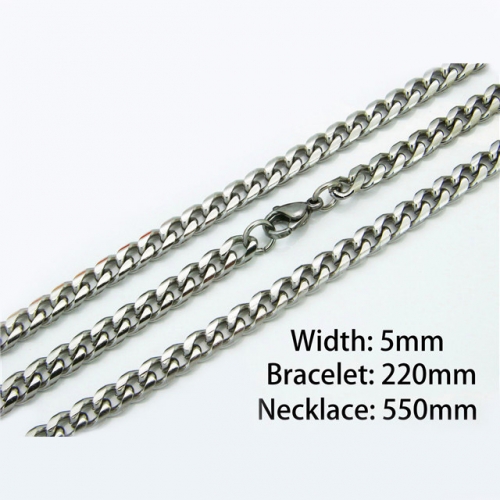 Wholesale Stainless Steel 316L Necklace & Bracelet Set NO.#BC40S0030O0