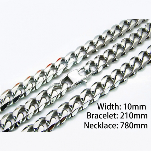 Wholesale Stainless Steel 316L Necklace & Bracelet Set NO.#BC82S0044JLC