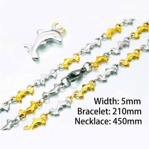 Wholesale Stainless Steel 316L Necklace & Bracelet Set NO.#BC39S0661MLF