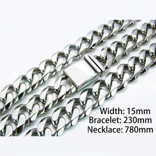 Wholesale Stainless Steel 316L Necklace & Bracelet Set NO.#BC82S0057LND