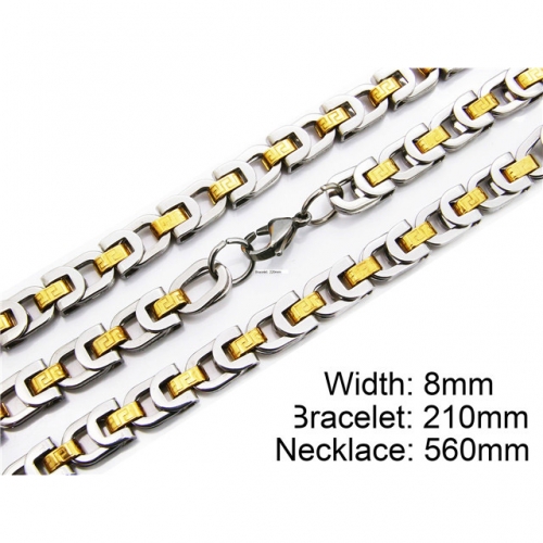 Wholesale Stainless Steel 316L Two-Tone Necklace & Bracelet Set NO.#BC55S0014I20