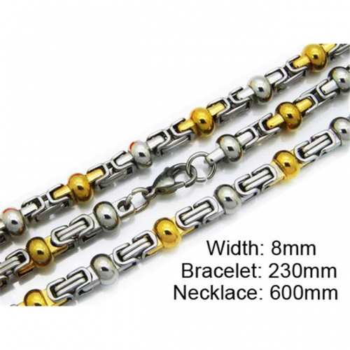 Wholesale Stainless Steel 316L Two-Tone Necklace & Bracelet Set NO.#BC55S0152I50